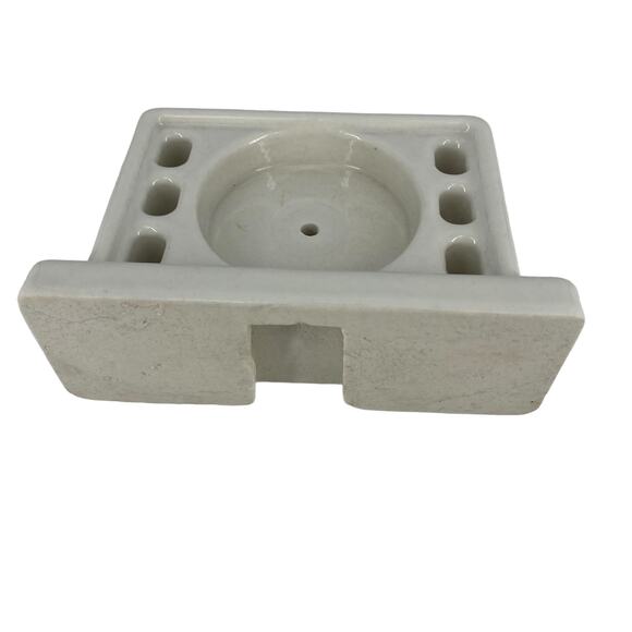 Vintage Ceramic 6-Slot Toothbrush and Cup Holder Wall Mount Antique Bath Reno - Picture 4 of 15